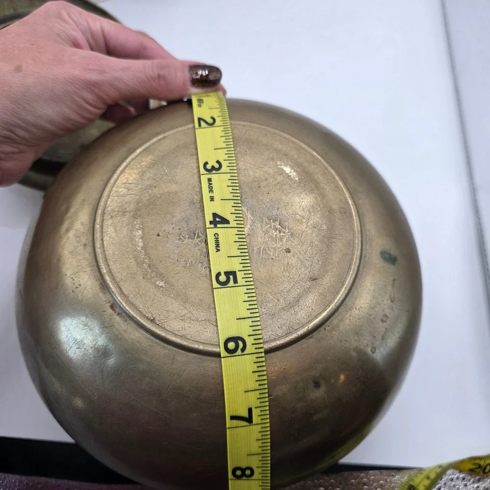 Vintage Solid Brass Ginger Jar Lidded Pot Round Storage Container Asian Markings